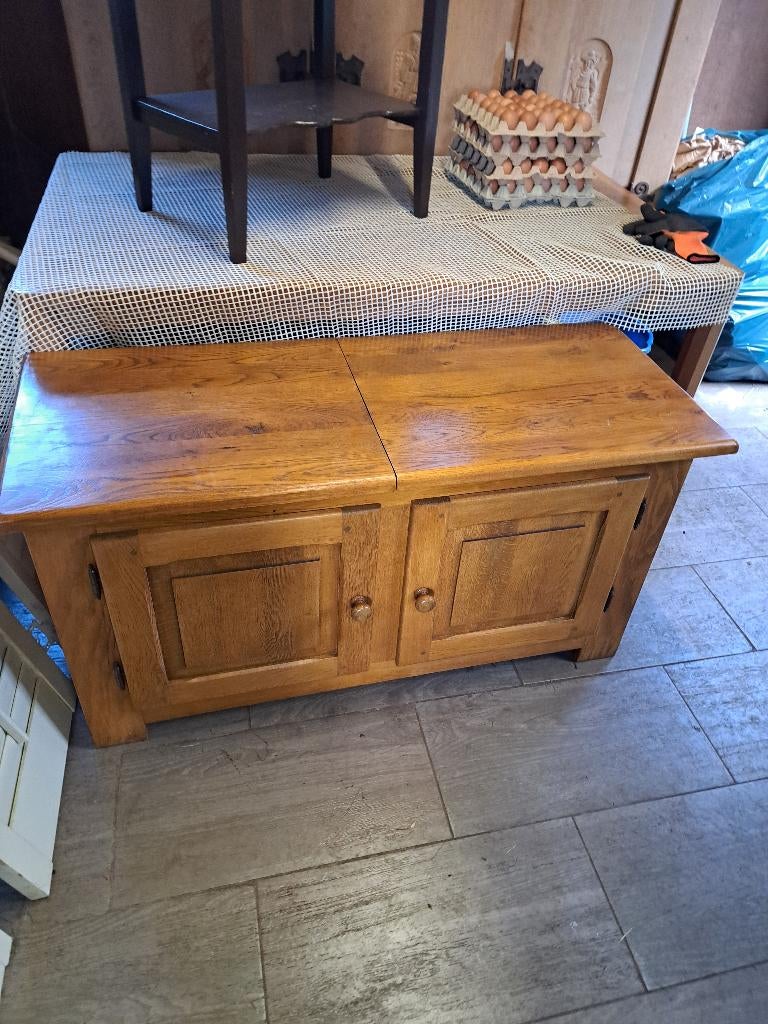 massief eiken kast met klep te koop., Ophalen, Gebruikt