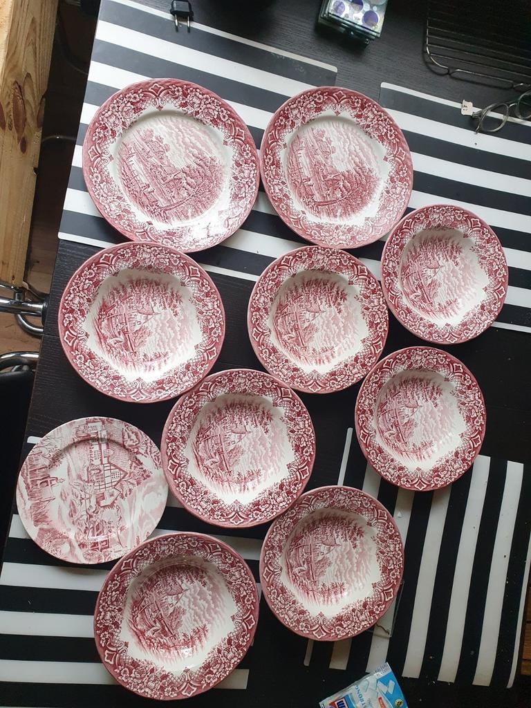 Grindley Staffordshire Homeland diner- en diepe borden, Gebruikt, Ophalen of Verzenden, Bord(en), Overige stijlen