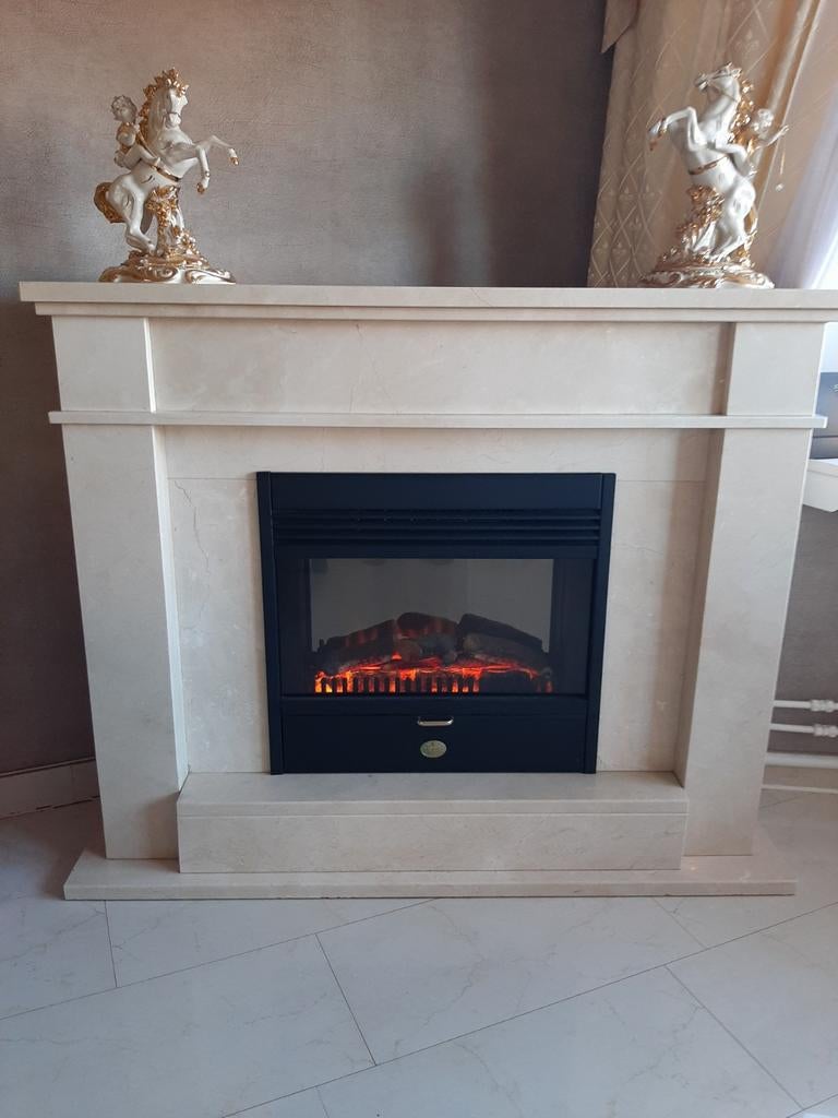 Marmer marmeren schouw kachel sfeerlicht, Huis en Inrichting, Haarden, Ophalen, Vrijstaande haard, Overige soorten
