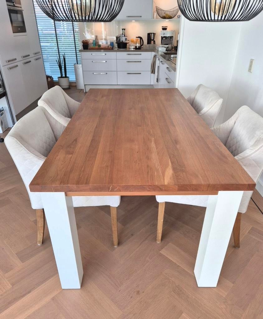 Massief Eiken eettafel 100x200, Huis en Inrichting, Tafels | Eettafels, Ophalen