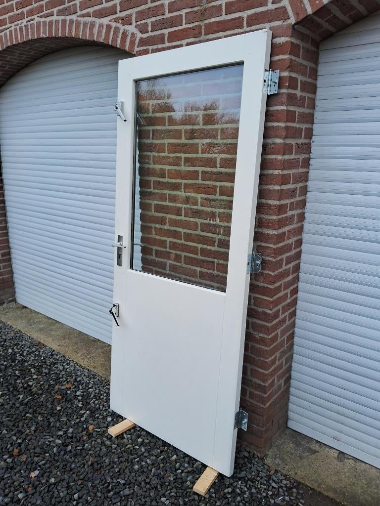 achterdeur, schuurdeur, buitendeur, dubbel glas, Doe-het-zelf en Verbouw, Ophalen, Gebruikt, 80 tot 100 cm, Buitendeur