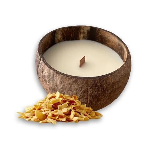 Kokosnoot geurkaars XL - Geroosterde kokos, Overige materialen, Nieuw, Ophalen of Verzenden, Minder dan 25 cm