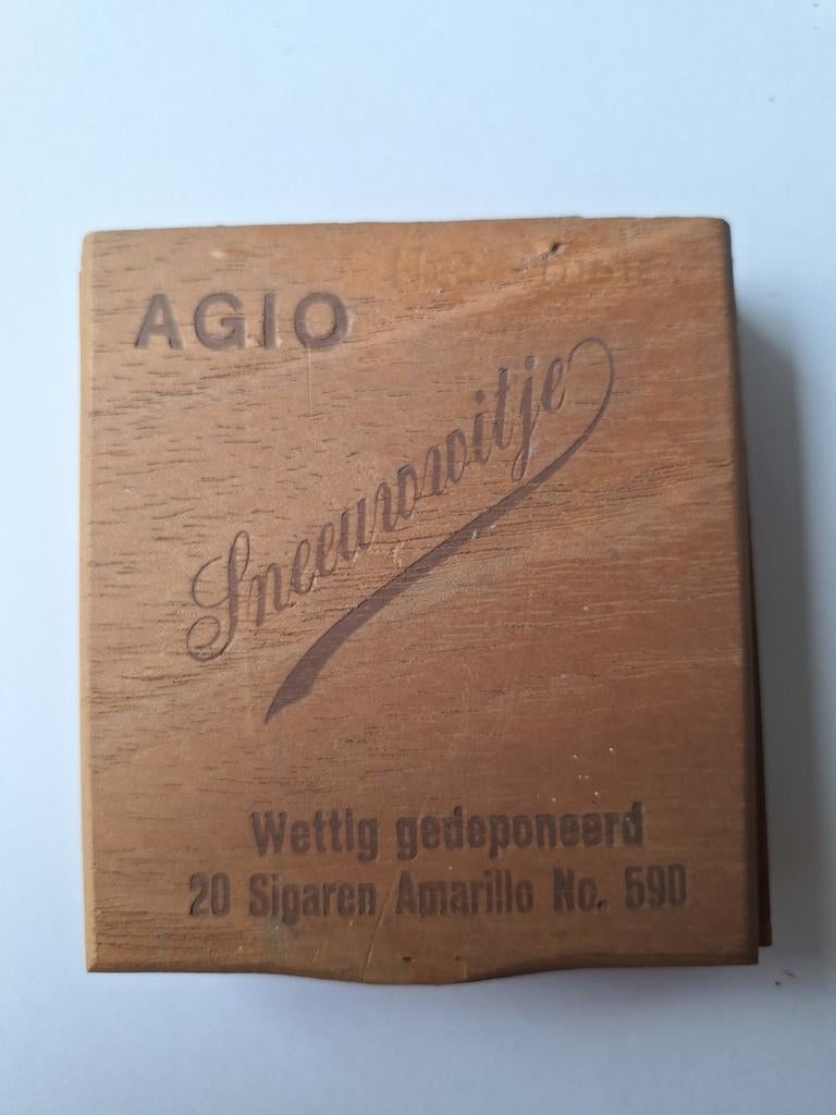 Oud houten agio cigarendoosje leeg, Ophalen of Verzenden, Gebruikt, Tabaksdoos of Verpakking