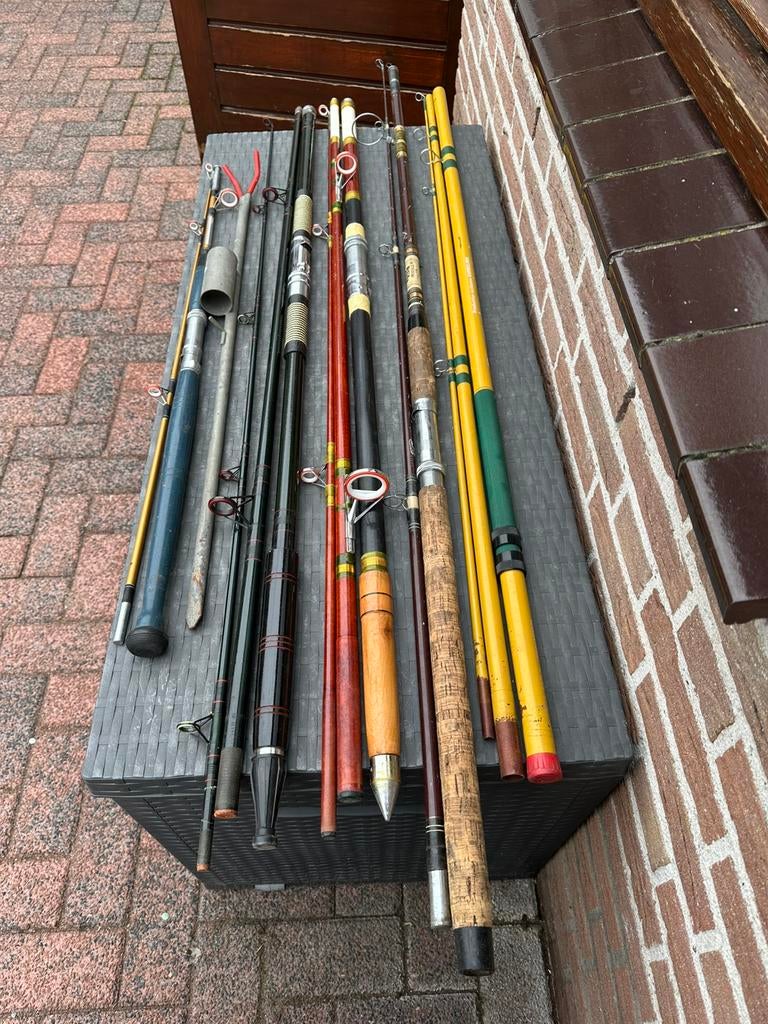 5 oude zeehengels, Watersport en Boten, Hengelsport | Zeevissen, Ophalen, Gebruikt, Werphengel