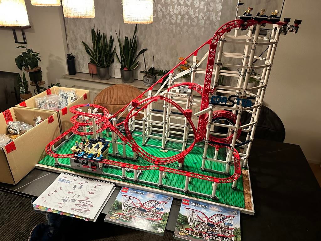 Lego achtbaan met loopings. Set Lego 10261, 2x +veel extras, Ophalen, Gebruikt, Complete set, Lego