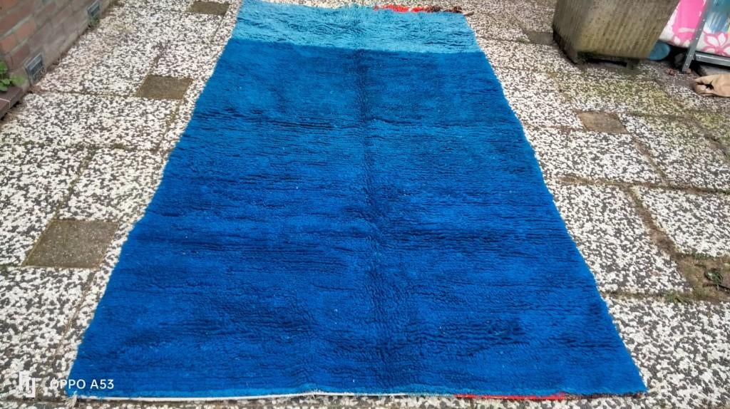 Berber kleed wol hoogpolig 267x134cm, Blauw, 150 tot 200 cm, 200 cm of meer, Ophalen of Verzenden