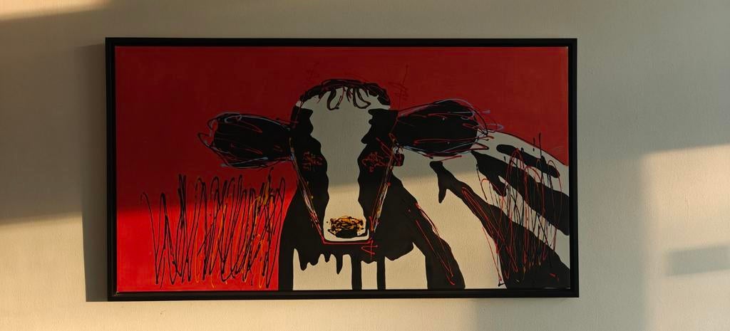 Groot schilderij van een koe - Pop Art Stijl, Ophalen of Verzenden