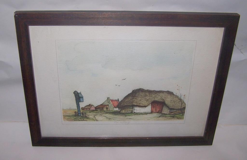 Dirk Baksteen aquarel "Het Kapelletje". Izgs., Antiek en Kunst, Ophalen of Verzenden