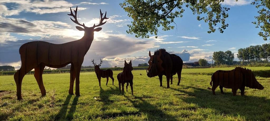 Stalen dier, tuin beeld, cortenstaal, Tuin en Terras, Tuinbeelden, Ophalen of Verzenden, Nieuw, Metaal, Dierenbeeld