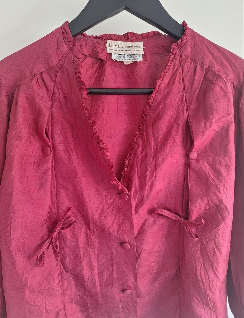vintage Balmain zijden blouse medium 38/40 magenta naughty, Kleding | Dames, Maat 38/40 (M), Balenciaga, Paars, Ophalen of Verzenden