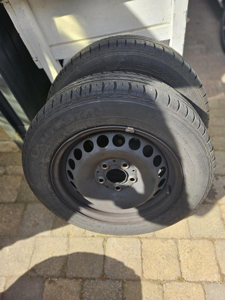 Zomerbanden met velgen 185-65-15, Ophalen, Gebruikt, 15 inch, Banden en Velgen