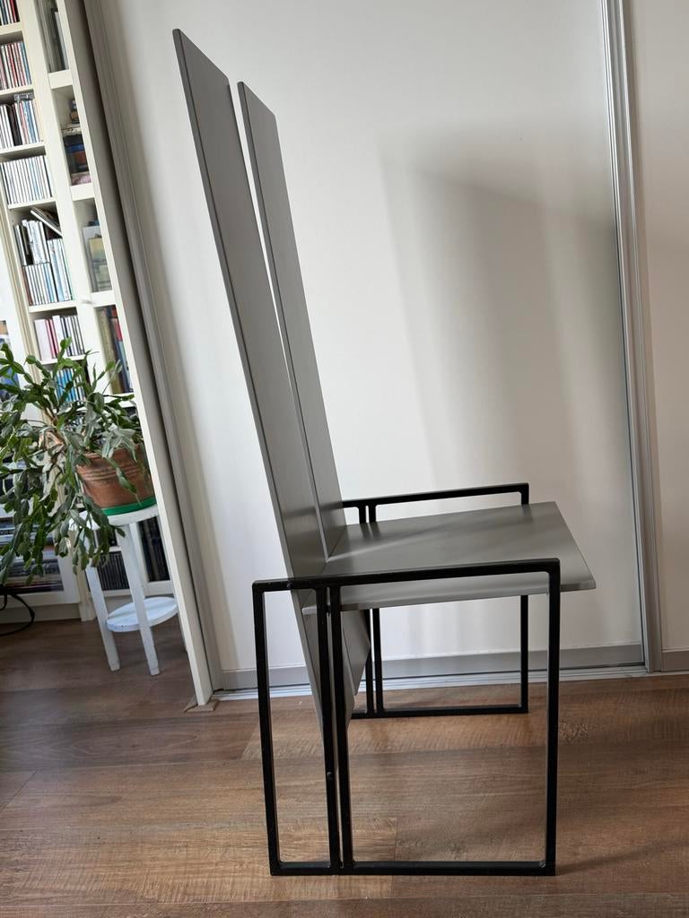 Rietveld / Stijl stoel met hoge rugleuning, Huis en Inrichting, Stoelen, Ophalen, Stijl/ Rietveld, Zo goed als nieuw, Metaal
