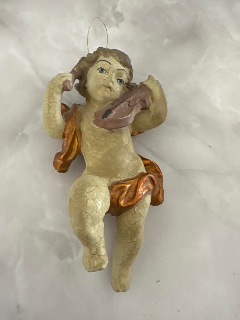 Vintage Engelenbeeldje met Viool - Religieuze Decoratie, Verzamelen, Beelden en Beeldjes, Ophalen, Gebruikt, Religie