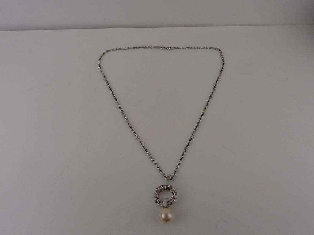 Zilveren Viventy collier met hanger                       Z9, Met strass, Gebruikt, Overige voorstellingen, .