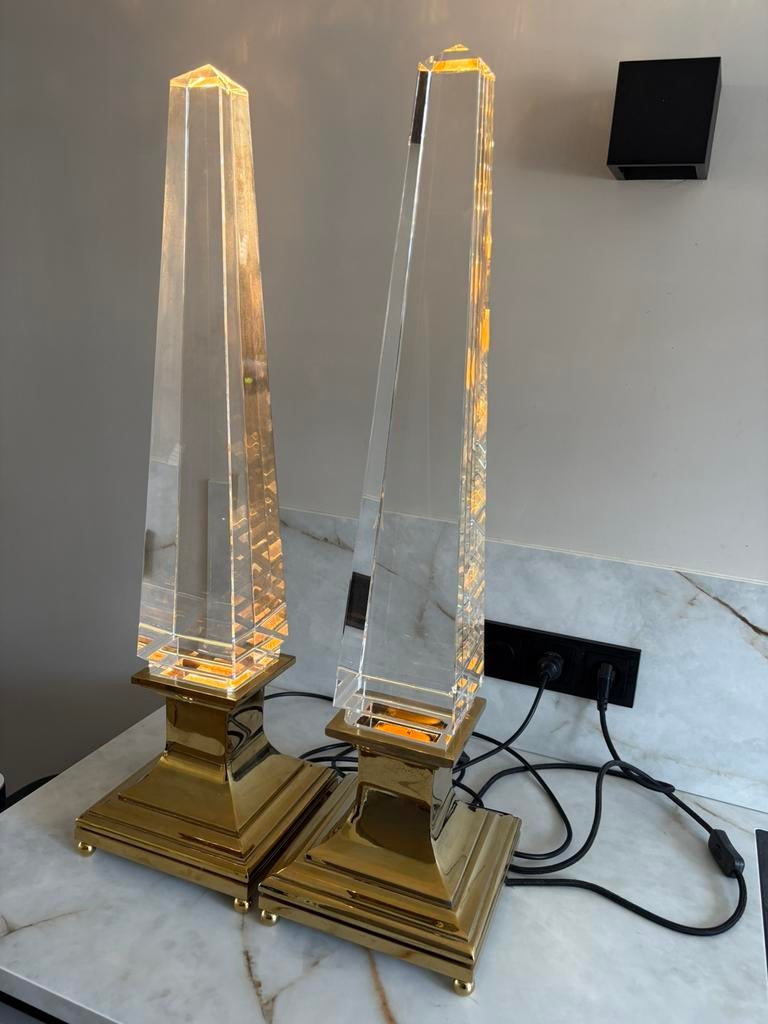 Eichholtz Sandro Petti Obelisk lampen  (2x), Ophalen, Glas, Minder dan 50 cm