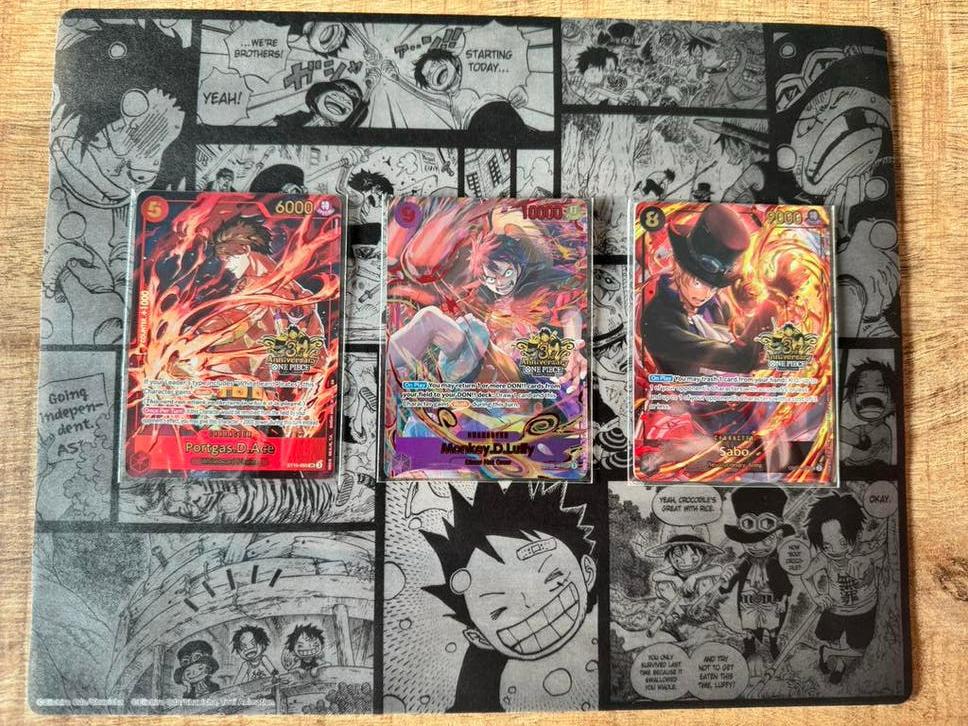 One piece 3rd anniversary top3 cards. Luffy, ace en sabo, Ophalen of Verzenden, Nieuw, Meerdere kaarten