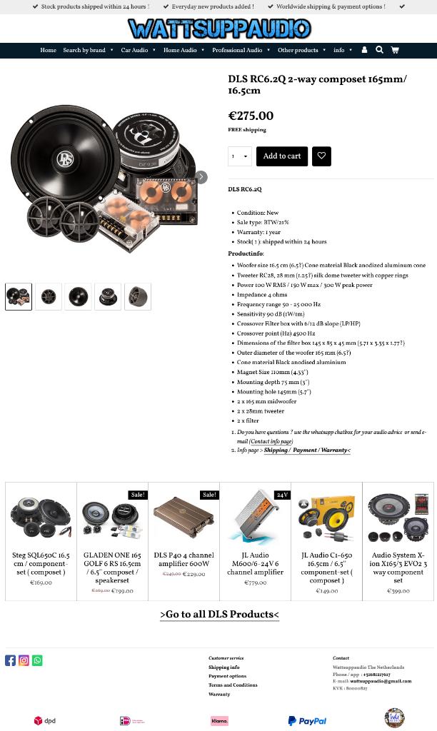 DLS RC6.2Q 2-weg composet / speakers 6.5'' / 16.5cm, Auto diversen, Info@optimount.nl, Nieuw, Ophalen of Verzenden, Anholtseweg 48A 7091 HB DINXPERLO