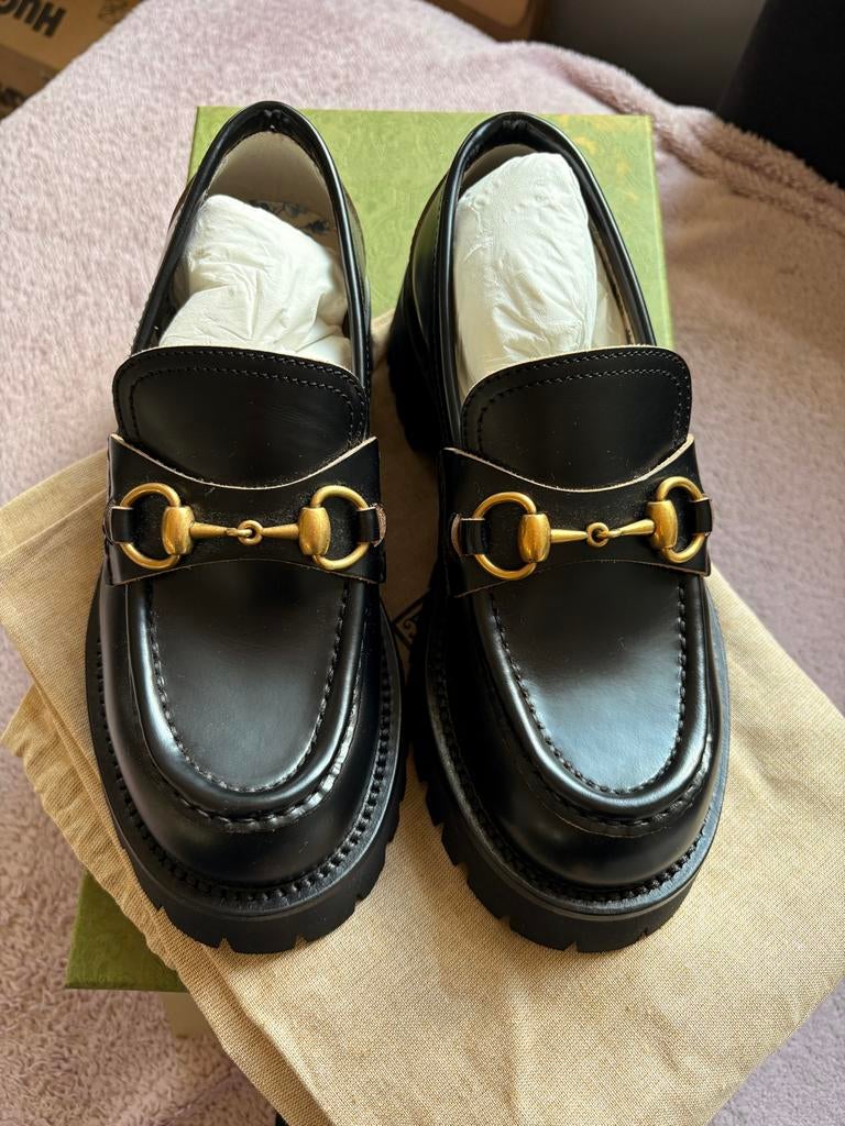 Gucci Horsebit Loafers Zwart Leer - Nieuw, Kleding | Dames, Ophalen of Verzenden, Nieuw, Zwart, Instappers