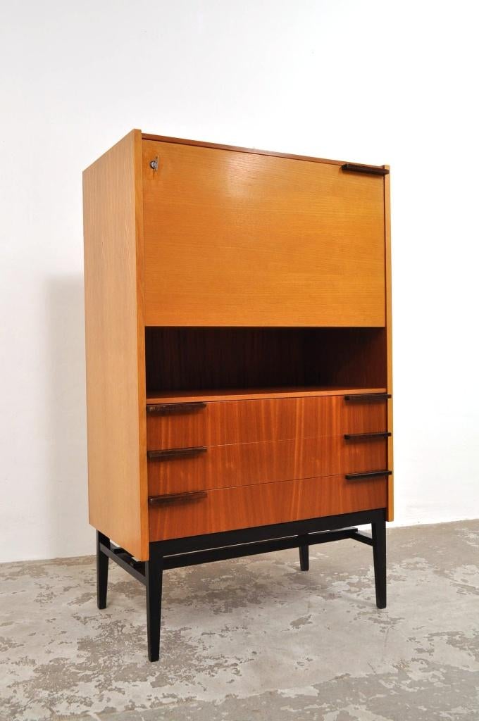 Highboard secretary František Mezulanik kast secretaire 60s, Ophalen of Verzenden, Gebruikt
