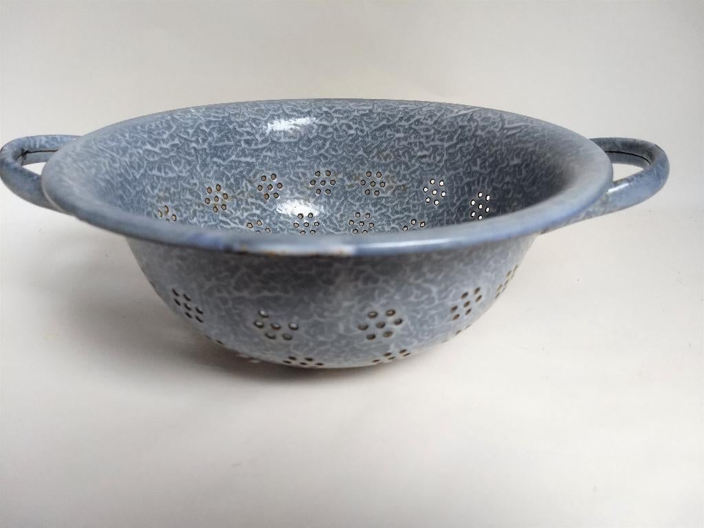 grijs gewolkte emaille vergiet, Ophalen, Zo goed als nieuw, Gietijzer, Overige typen