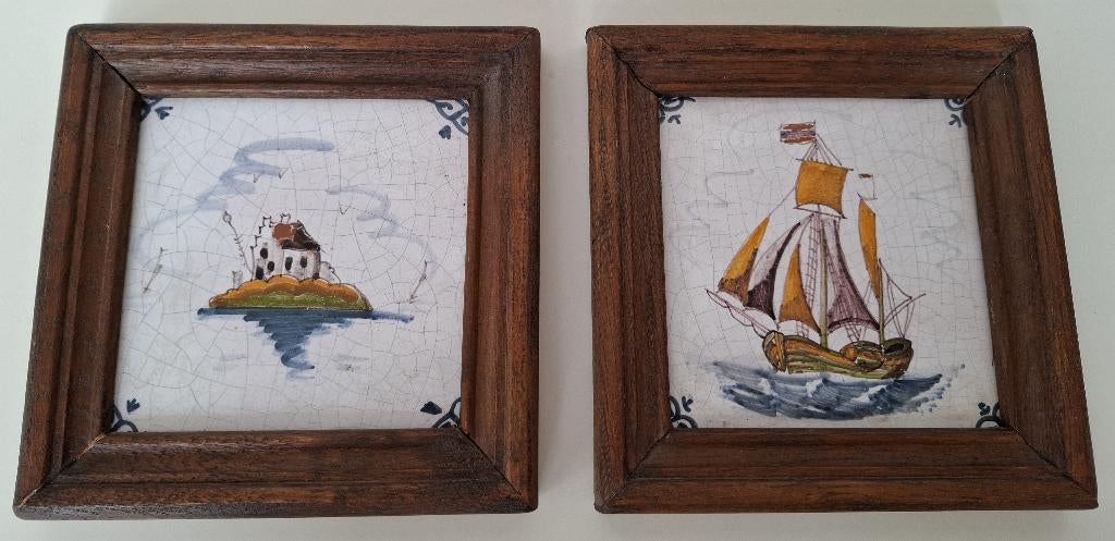 Makkum Tichelaar tegels (keramiek) inclusief lijst, Antiek en Kunst, Ophalen