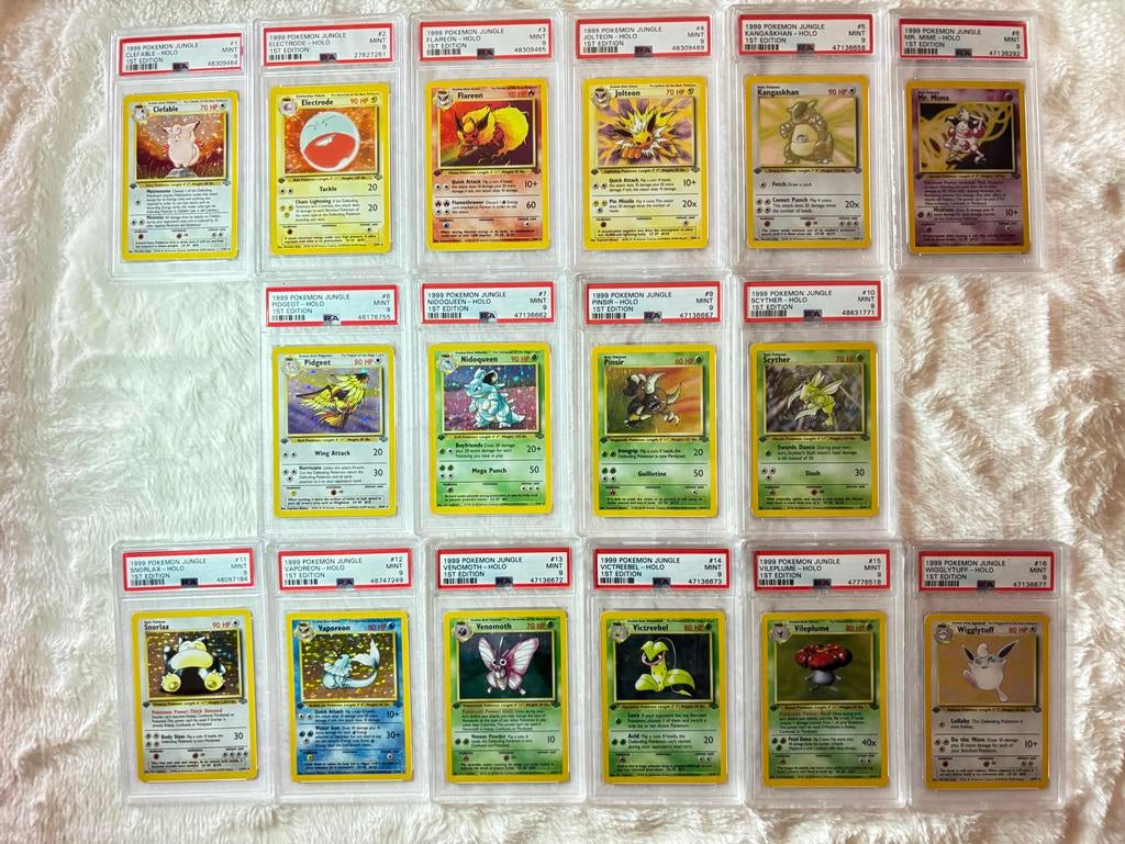 Jungle set 1st Edition Holo Set (16/16) compleet – PSA 9, Ophalen of Verzenden, Nieuw, Meerdere kaarten, Foil