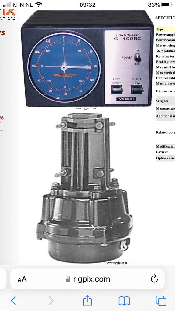 Gezocht :Yaesu G-400RC Rotor - 100% werkend, Ophalen of Verzenden, Zo goed als nieuw