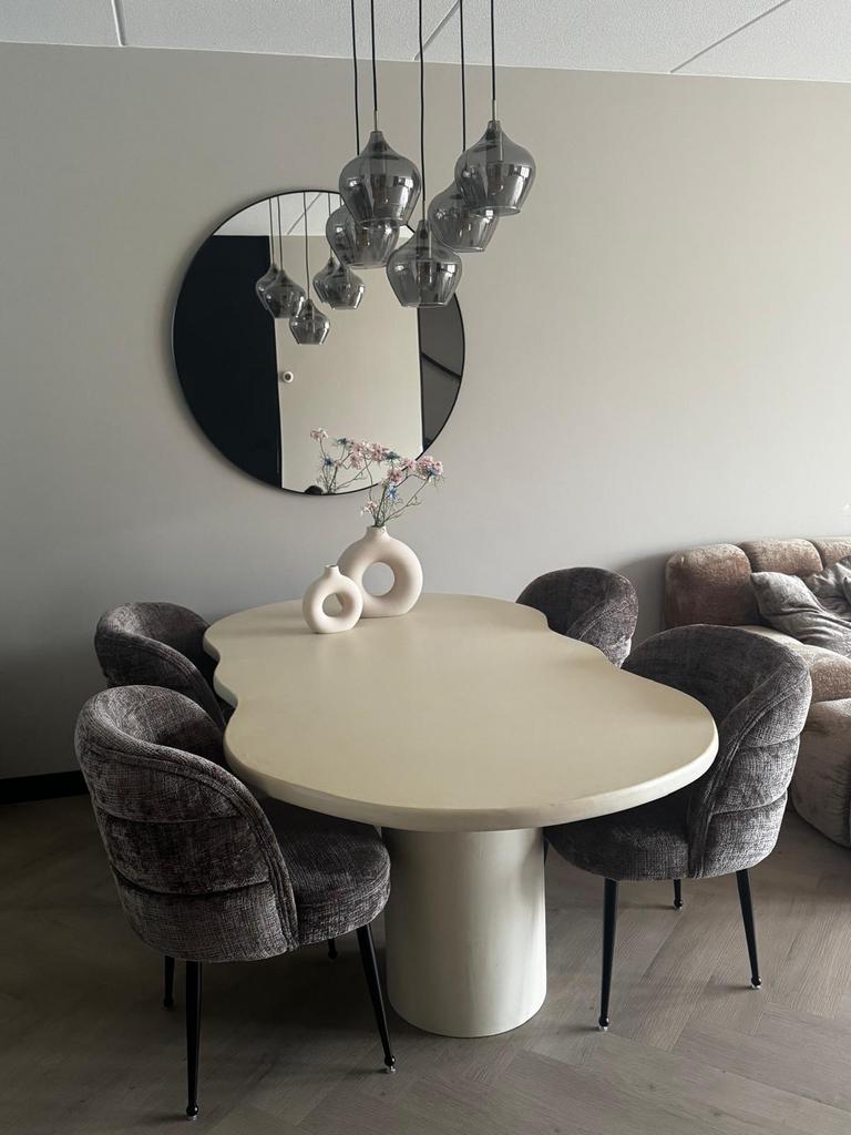 Organische eettafel + salontafel beton ciré, Overige materialen, 100 tot 150 cm, 200 cm of meer, Ophalen of Verzenden