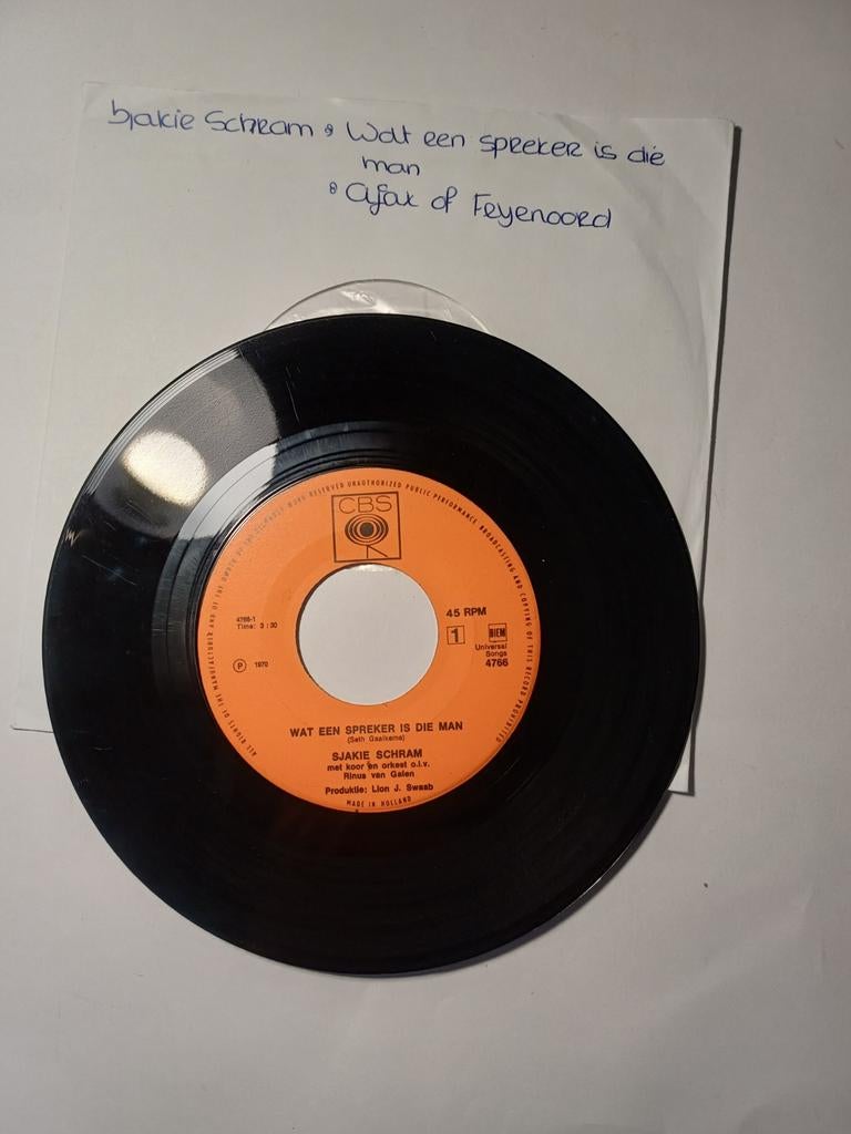 Sjakie Schram - Wat een spreker is die man, Cd's en Dvd's, Vinyl Singles, 7 inch, Single, Ophalen of Verzenden, Zo goed als nieuw