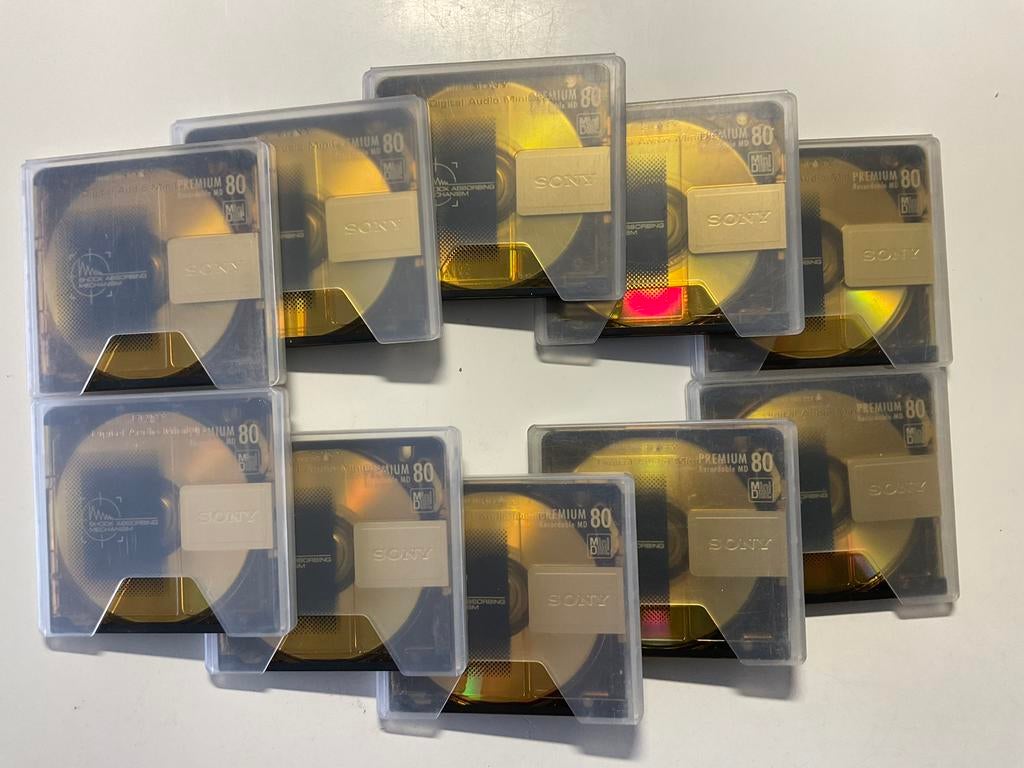 Minidisc’s. SONY PREMIUM GOLD. 10x als nieuw. 80 minuten, Ophalen of Verzenden