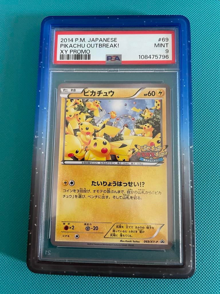 Pikachu Outbreak! XY Promo PSA 9 MINT Pokémon Kaart, Ophalen of Verzenden, Zo goed als nieuw, Losse kaart