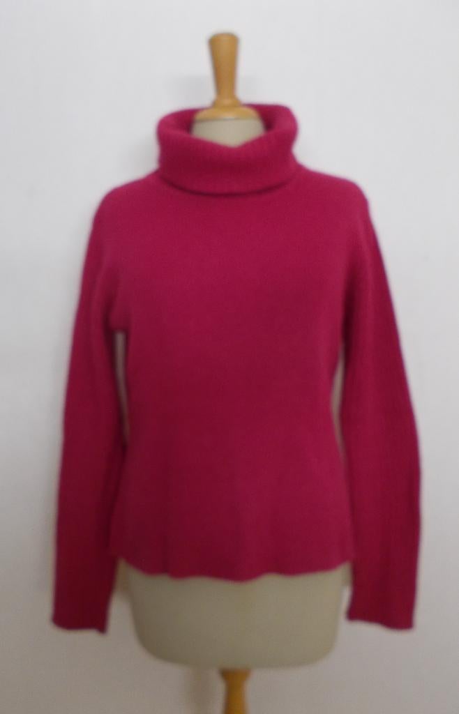 Mooie fuchsia wol/katoen mix coltrui van Green Hills! M, Kleding | Dames, Verzenden, Zo goed als nieuw, Maat 38/40 (M), Overige kleuren