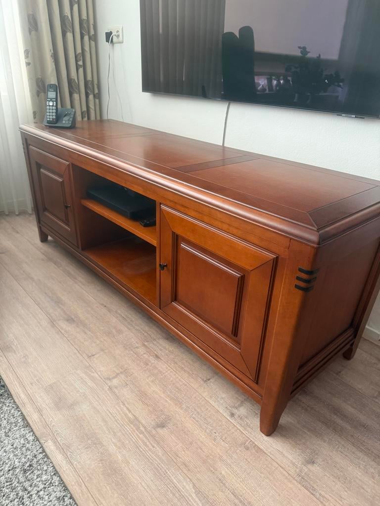 Kersenhouten TV-kast met lades en opbergvakken, Huis en Inrichting, Kasten | Televisiemeubels, Ophalen, Gebruikt, 50 tot 100 cm