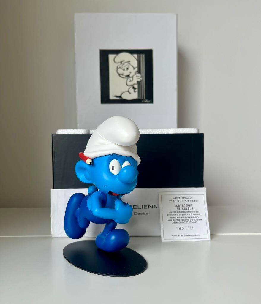 Leblon-Delienne Knutsel Smurf – 186/999 met certificaat, Ophalen of Verzenden, Zo goed als nieuw, Knutselsmurf, Poppetje, Figuurtje of Knuffel