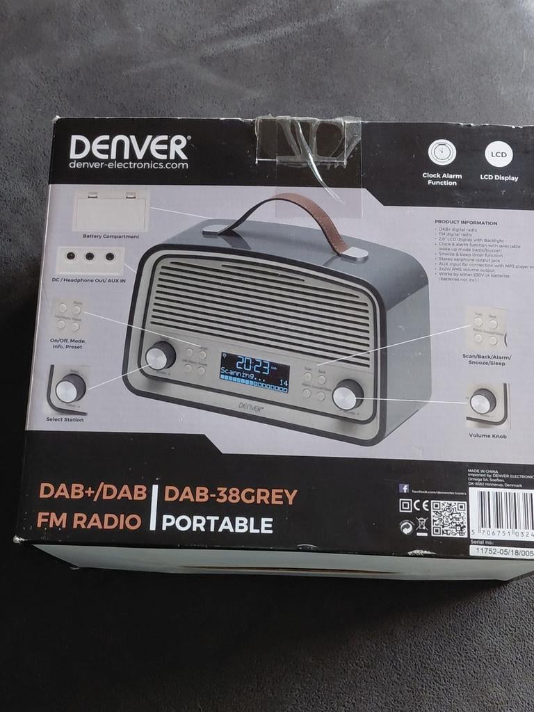 Denver DAB+/FM Radio DAB-38GREY met LCD-scherm, Ophalen, Nieuw, Radio