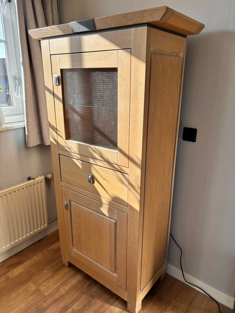 Ladenkast en buffetkast van massief blank eiken, Ophalen, Eikenhout, 50 tot 100 cm, Zo goed als nieuw