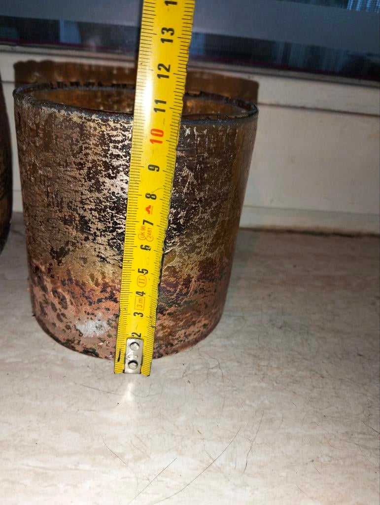 Mooi brocante waxine glas glaasje kandelaar, Ophalen of Verzenden