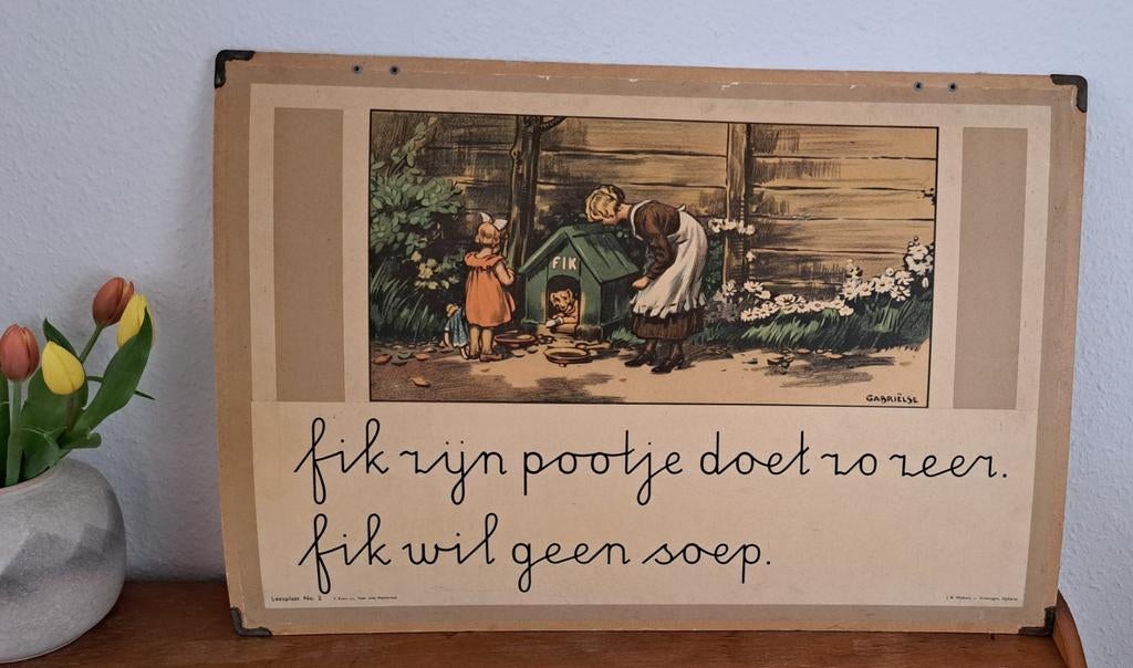 Schoolplaat - Leesplaat No. 2, Antiek en Kunst, Antiek | Schoolplaten, Ophalen of Verzenden, Aardrijkskunde