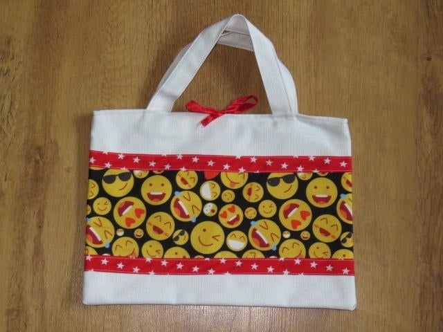 Nieuw handgemaakt tasje wit met smileys emojis gevoerd, Ophalen of Verzenden, Nieuw, Wit, Overige typen