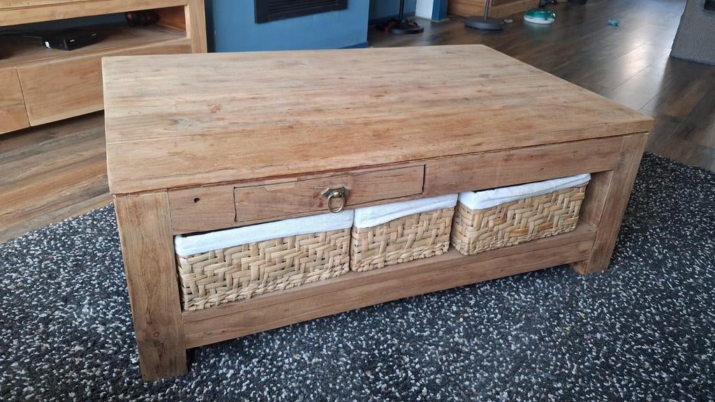 Salontafel teak, Ophalen, Gebruikt, 50 tot 100 cm, Minder dan 100 cm