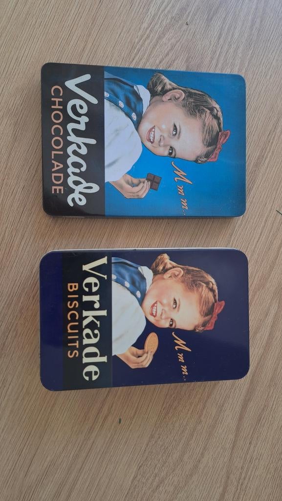 Twee oude Verkade blikken, Ophalen, Gebruikt, Koek(jes), Verkade