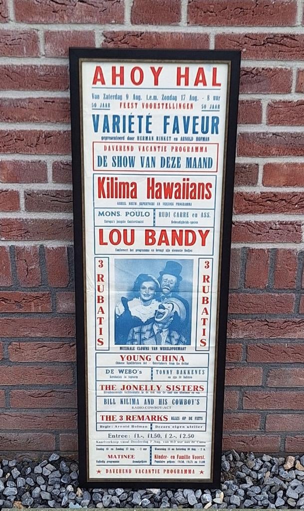 Vintage circus poster, origineel uit ca.1955-1965🤡, Ophalen, Met lijst, A1 t/m A3, Film en Tv