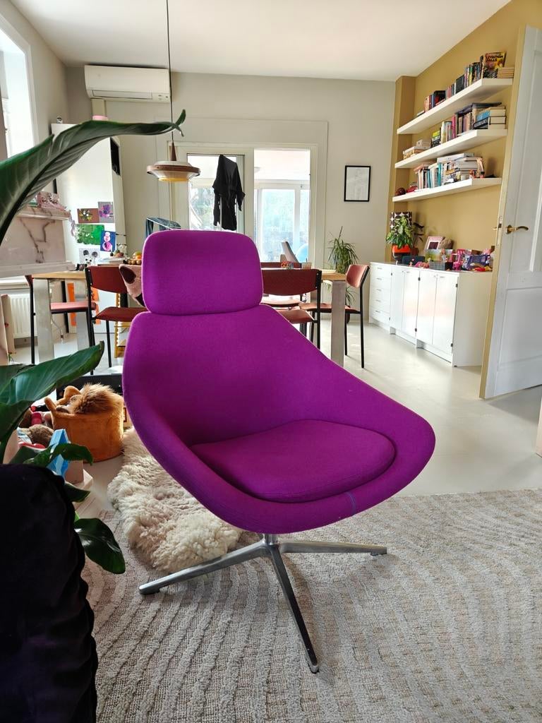 Fuchsia Fauteuil Allermuir Open A641 - Design Stoel, Huis en Inrichting, Fauteuils, Zo goed als nieuw, Metaal, Stof, 75 tot 100 cm