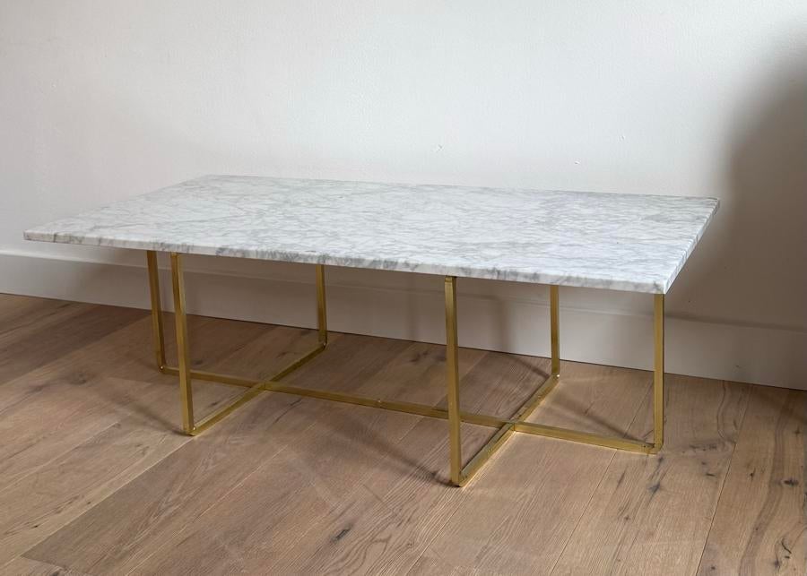 Marmeren salontafel & messing- Oxdenmarq- Ninety 120x60x30, Huis en Inrichting, Tafels | Salontafels, Gebruikt, 100 tot 150 cm