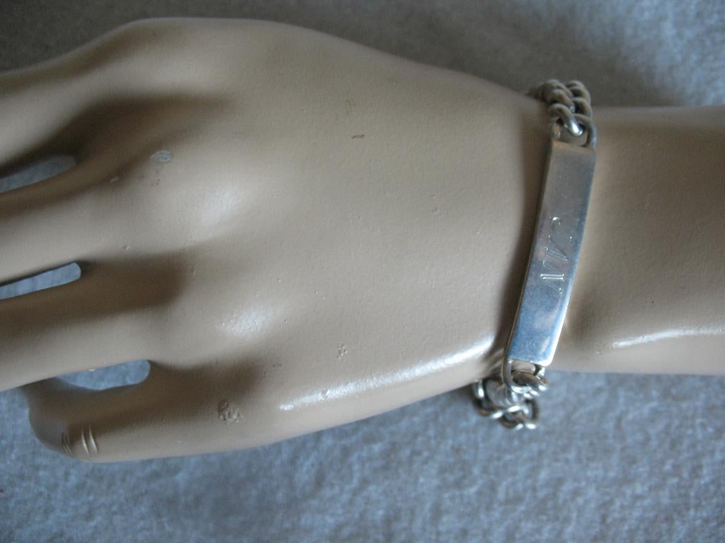 Zilveren Gourmet Schakelarmband Naamplaat *Jan Vintage, Ophalen of Verzenden, Zilver, Armband