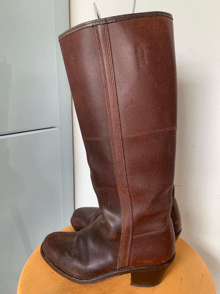 Handgemaakte leren Spaanse rijlaarzen (Botas camperas), Hoge laarzen, Bruin, Ophalen of Verzenden, Gedragen