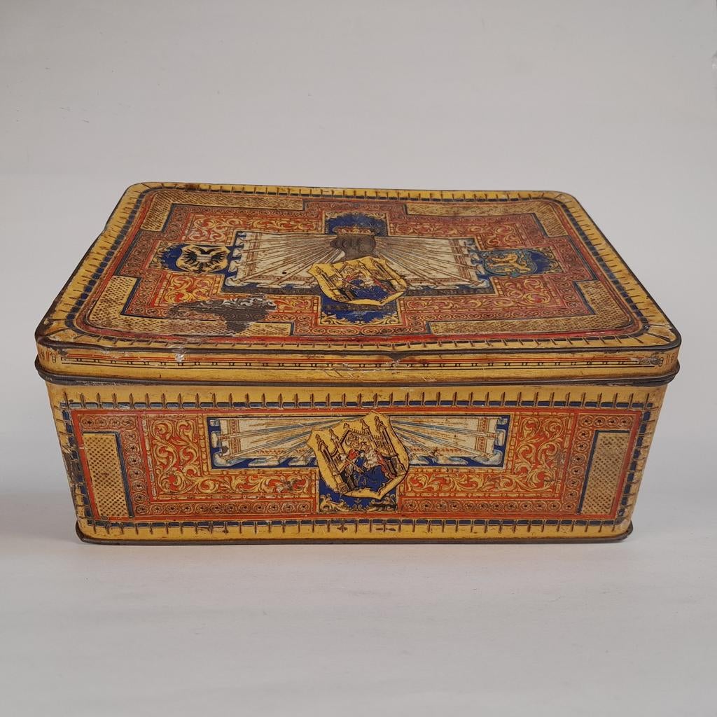 Vintage blikken tabaksdoos - Het wapen van Drenthe - ca 1930, Verzamelen, Blikken, Ophalen of Verzenden, Gebruikt, Overige, Overige merken