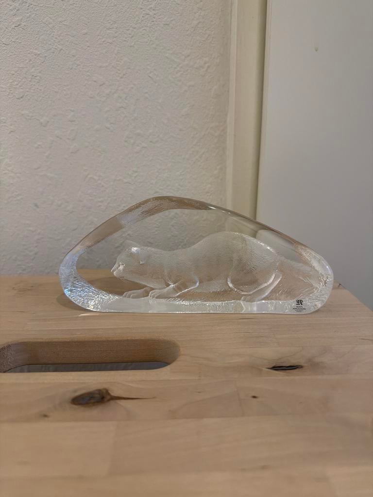 Mats Jonasson Zweden kristallen kat beeldje, Ophalen of Verzenden, Nieuw, Kristal, Beeldje(s)