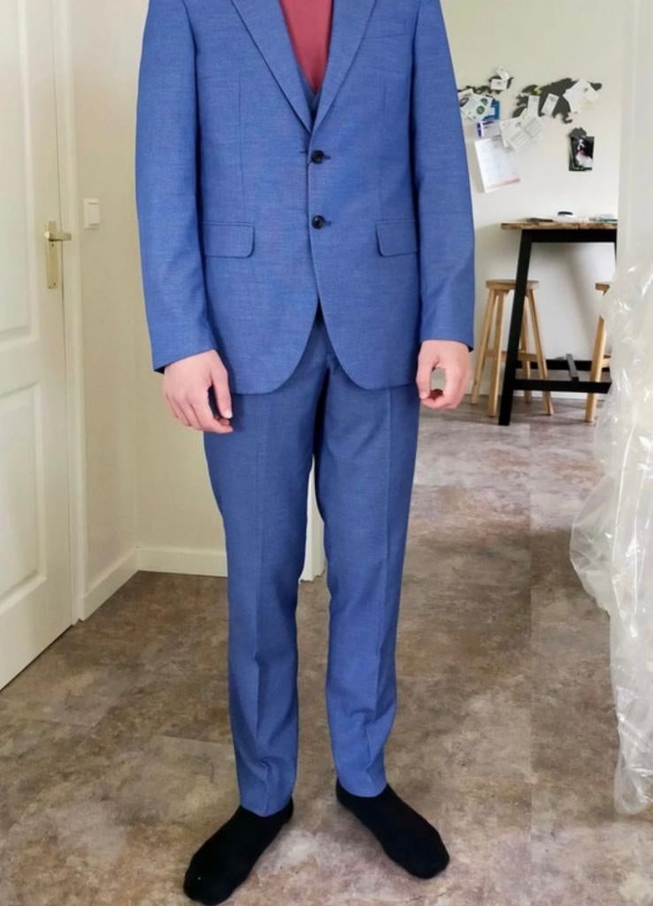 Heren kostuum 3 delig, Kleding | Heren, Kostuums en Colberts, Ophalen of Verzenden, Zo goed als nieuw, Maat 48/50 (M), Blauw