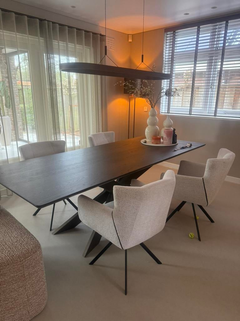 Eetkamerstoelen Beige 4 stuks, Huis en Inrichting, Tafels | Eettafels, Zo goed als nieuw, 50 tot 100 cm, 200 cm of meer, Rechthoekig